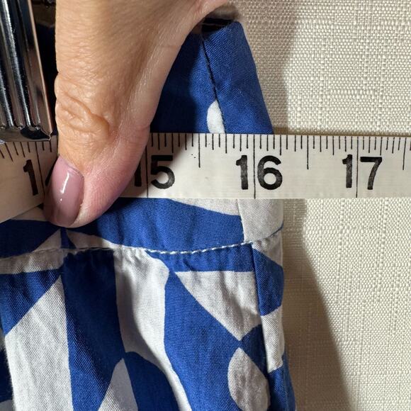 FREE PEOPLE Menorca Wide Leg Blue & White Geometric Print Crop Pants Size 12 - Picture 14 of 14